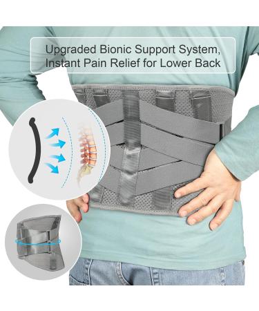 Back Brace for Lower Back Pain Relief | Sciatica Herniated Disc & Scoliosis Support Belt for Men & Women | Breathable Decompression Lumbar Support (L: 39-47) - Light Grey - Buy Online on GoSupps.com