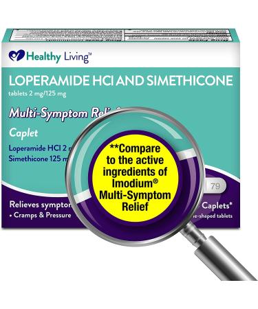 Healthy Living Anti-Diarrheal & Anti-Gas Tablets - Loperamide Hydrochloride & Simethicone - 24 Count - Buy Online on GoSupps.com