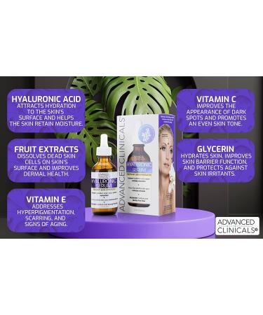 Advanced Clinicals Hyaluronic Acid Cream & Serum Bundle - Anti-Aging Face & Body Moisturizer for Wrinkles, Dark Spots, Fine Lines, Dry Skin - 2-Pack Set - Buy Online on GoSupps.com