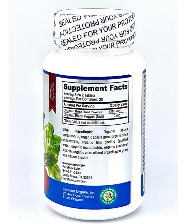 Organic Beet Root Powder Tablets 1350mg | Enhance Energy & Stamina with Black Pepper | 60 Count | International Shipping Available - Buy Online on GoSupps.com