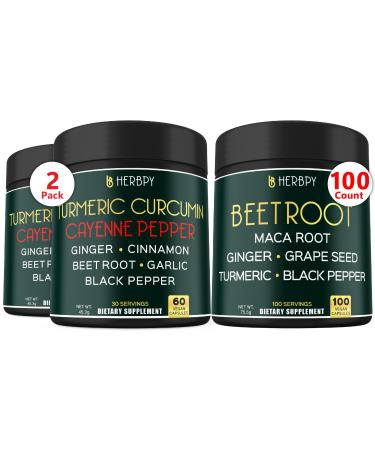Herbpy Bundle 7in1 Turmeric Curcumin & 6in1 Beet Root Capsules