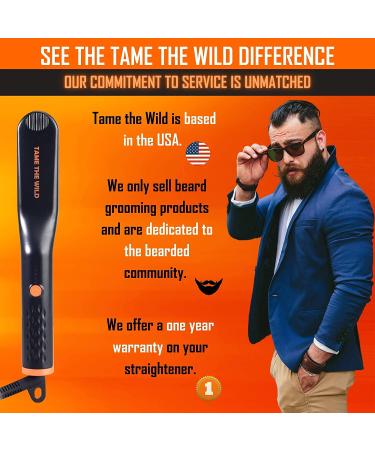Tame The Wild Premium Beard Straightener - Ionic Anti-Scald Technology - 3 Temp Settings - Includes Wooden Comb - Gift Set - Buy Online on GoSupps.com
