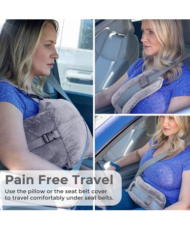 Mastectomy Pillow for Post-Surgery Recovery - Car Seatbelt Cover & Gel Pack Bundle Grey - Buy Online on GoSupps.com