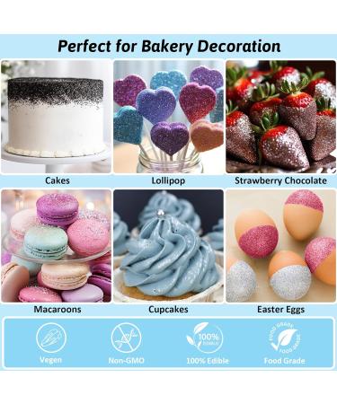 Edible Glitter - 3 Colours Edible Luster Dust Glitter Powder Set Sprinkle Edible Glitter for Drinks Cake Decorations Chocolates Muffins Cocktail Cream-4g - Buy Online on GoSupps.com