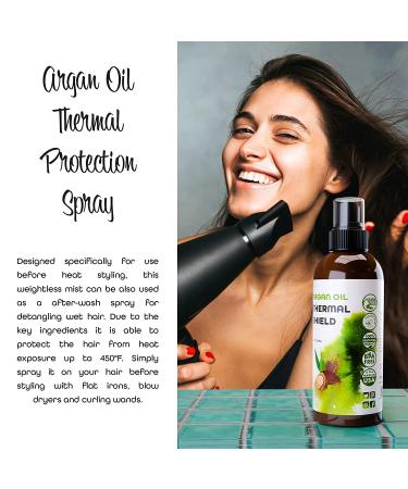 Argan Oil Heat Protectant Spray - Thermal Hair Protector for Flat Iron, Heat Styling & Frizz Control - Buy Online on GoSupps.com