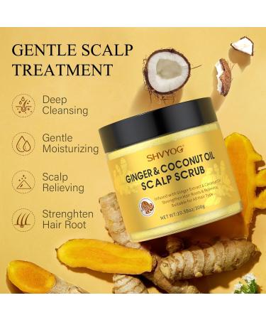 SHVYOG Ginger Scalp Scrub - Exfoliator for Build-Up Strengthening Hair Treatment with Massager 10.58 OZ - Buy Online on GoSupps.com