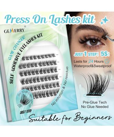Self Adhesive Eyelashes Reusable 72PCS Cluster Lashes DIY Lash Extension Kit Individual Lashes Kit 10-16mm D Curl Eyelashes with Glue Adhesive No Glue Needed Eyelash Clusters Kit by GEMERRY(A03-Kit) Z-KIT A03 - Buy Online on GoSupps.com