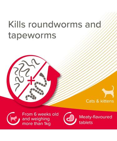 Beaphar | WORMclear Tablets for Cats | Kills All Common UK Intestinal Worms (Roundworms & Tapeworms) | Vet Strength Treatment | Meat-Flavoured | 2 Tablets (Pack of 1) 2 Tablets (Pack of 1) Single - Buy Online on GoSupps.com