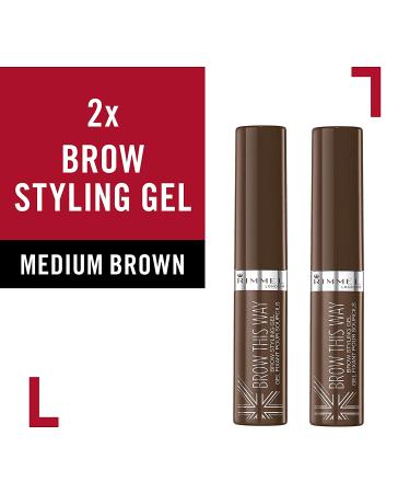 Rimmel Brow This Way Gel - Medium Brown (2 Count) with Argan Oil | Perfectly Styled Brows - Buy Online on GoSupps.com