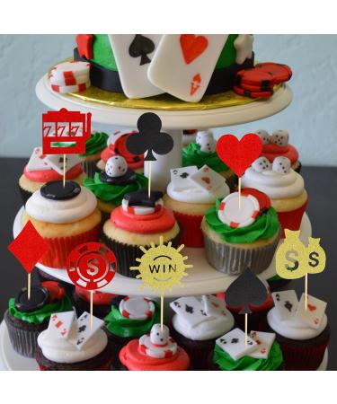 Arthsdite 24 Pcs Casino Poker Theme Party Decorations Poker Heart Cupcake Toppers Las Vegas Casino Night Cake Decorations Playing Card Toothpicks Fruit Food Picks Birthday Party Favors Supplies - Buy Online on GoSupps.com