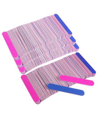 Mini Nail Files Bulk (400 Pcs)  Double Sided Emery Board Nail File for Nature Nails  Manicure Tool Set Disposable Blue and Pink Nail File for Home Salon Use Travel Size for Men Women Kids Wood Board