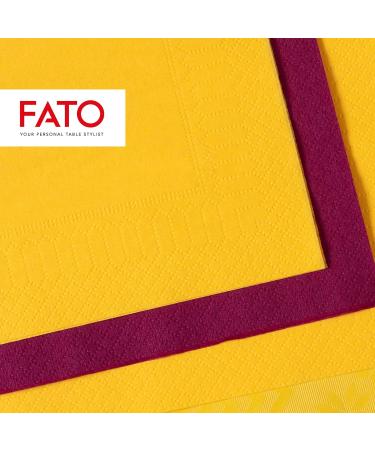 FATO Disposable Paper Napkins for Aperitifs & Cocktails - 100 Pack 24x24 cm 4-Fold Yellow FSC Certified - 100% Pure Cellulose - Buy Online on GoSupps.com