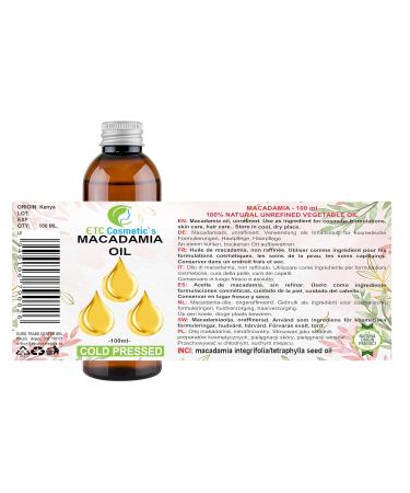 Buy 100% Natural Cold Pressed Macadamia Oil - Virgin 100ml for Hair Skin & Massage Care - International Shipping Available - Buy Online on GoSupps.com