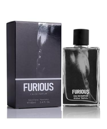 Furious Eau De parfum for Men - Woody Aromatic Cologne - Top Notes of Cardamom Lemon Orange Fir & Sea - Base Notes of Brazilian Rosewood & Oakmoss with Musk & Sandalwood - Elegant 100ml Bottle