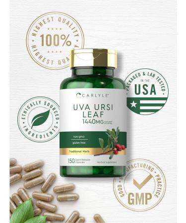 Carlyle Uva Ursi Capsules 1440mg - Herbal Leaf Extract Non-GMO Gluten Free - 150 Count for Optimal Health - Buy Online on GoSupps.com