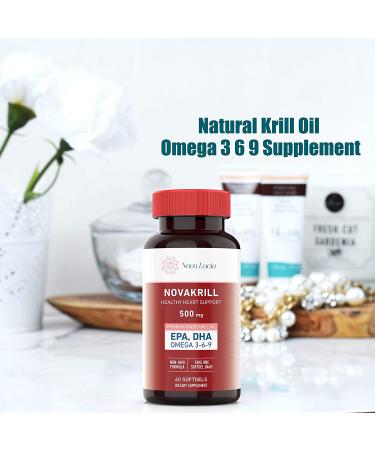 Premium Krill Oil Omega 3 6 9 Supplement - 60 Burpless Red Softgels with EPA, DHA, Astaxanthin - 1000mg per Serving, No Fishy Aftertaste - Buy Online on GoSupps.com