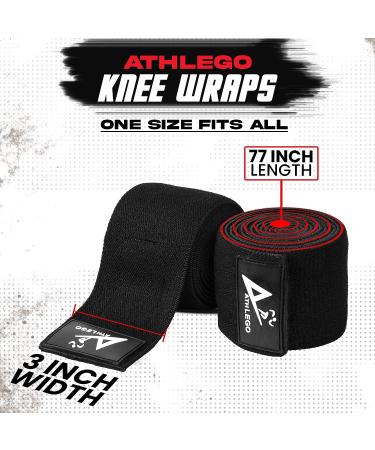 Athlego Knee Strap for Powerlifting & Cross Training | Extra Flexible Knee Compression for Men and Women | Black - Buy Online on GoSupps.com