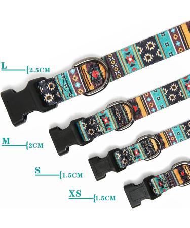 Heele Dog Collar for Small & Medium Dogs - Adjustable Bohemian Cyan Patterned Collar for Comfort & Durability | XS Size (21.6-28cm) - Buy Online on GoSupps.com