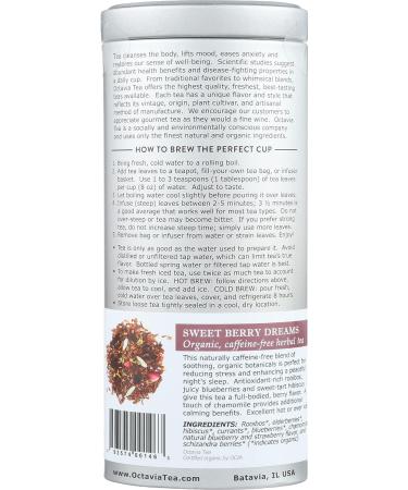 Octavia Tea Sweet Berry Dreams Organic Caffeine-Free Red Rooibos Loose Tea 2.65 Oz Tin - Buy Online on GoSupps.com