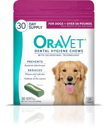 OraVet Dental Hygiene Chews for Large Dogs Over 50 lbs 30 Count (Pack of 1)