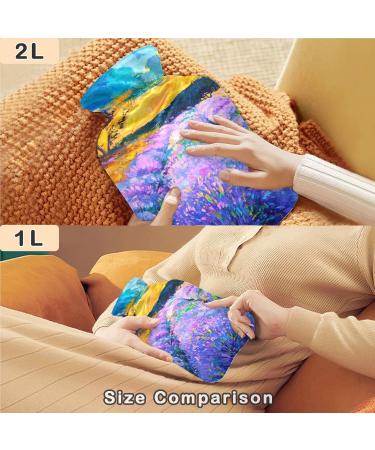 NAANLE Watercolor Hot Water Bottle with Cover - Lavender Fields | 1L for Pain Relief & Therapy - Ideal for Back Hand & Neck - Buy Online on GoSupps.com