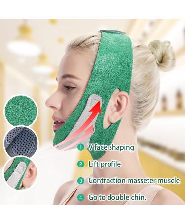 V Shaped Slimming Face Mask | Double Chin Reducer & Face Lifting Belt for Women - Green V Line Face Lift Mask - Buy Online on GoSupps.com