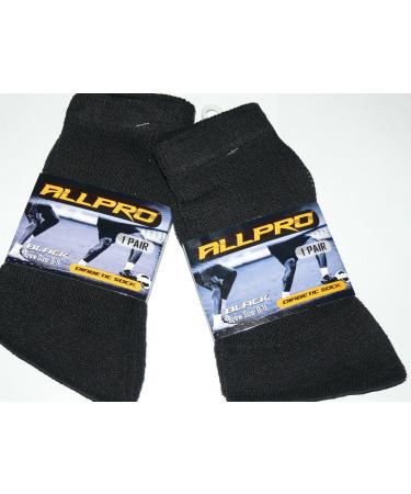 AllPro Men's Diabetic Crew Style Socks - 2 Pair. Size 9-11 Black