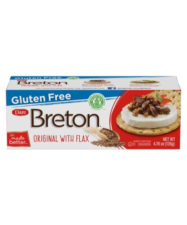 Dare Breton Gluten Free Entertaining Crackers, Original with Flax  Gluten Free Party Snacks with no Artificial Colors or Flavors  4.76 Ounces (Pack of 6)