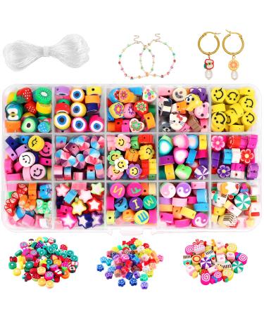 JOICEE Bracelet Making Kit Pony Beads fruite Flower Polymer  Clay Beads Letter Beads for Jewelry Making, DIY Arts Earring and Crafts  Gifts for Girls Age 6 7 8 9 10-12