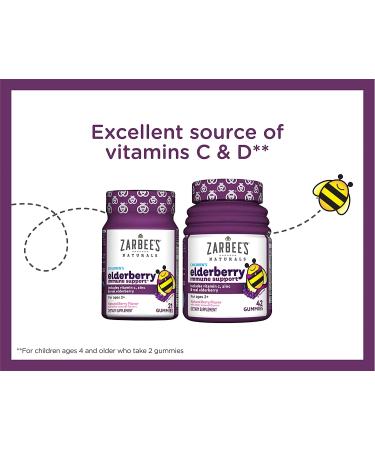 Zarbeeâ€™s Naturals Kids Elderberry Gummies - Immune Support, Natural Berry Flavor, 42 Count - Buy Online on GoSupps.com