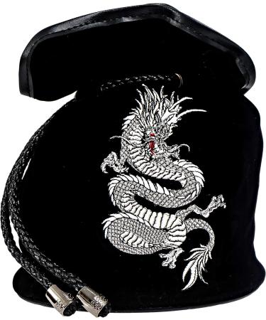 Large Dice Bag with 7 Complete Sets | Dragon DND Dice Bag & 49 Polyhedral Dice | Black Bag with Pockets - Buy Online on GoSupps.com