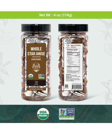 Organic Whole Star Anise 4 oz - USDA Organic, Non-GMO Star Anise Seed Pods - Buy Online on GoSupps.com