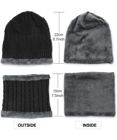 XYIYI Kids Winter Hat and Scarf Set - 2Pcs Warm Knit Beanie Cap and Scarf for 5-14 Years Old - Black - Buy Online on GoSupps.com