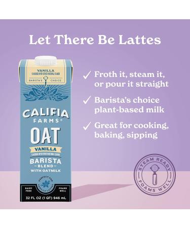 Califia Farms Blend Oat Milk - Oat Barista - Vanilla - Pack of 6 - 32 Fl Oz. - Buy Online on GoSupps.com
