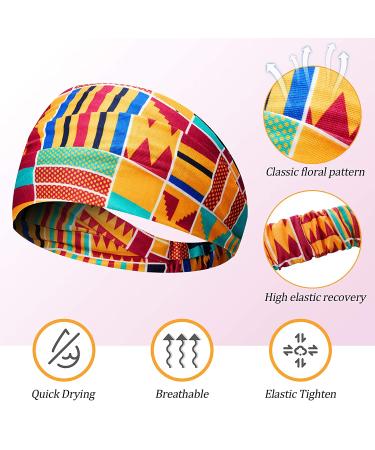 8 Pack Boho Print Headbands - Stretchy Wide Elastic Hair Accessories for Yoga & Sports - Buy Online on GoSupps.com