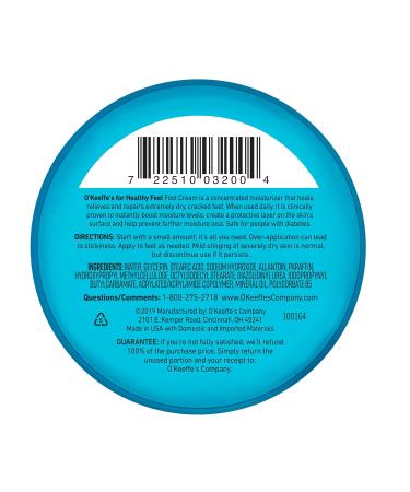 O'Keeffe's Healthy Feet Foot Cream - Guaranteed Relief for Extremely Dry Cracked Feet - Boosts Moisture - 3.2oz Jar (Pack of 2) - Buy Online on GoSupps.com