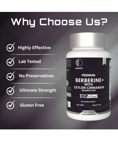 Premium Berberine with Ceylon Cinnamon Capsules 120 Count Vegetarian Non-GMO Gluten Free Certified Organic 120 Count (Pack of 1) - Buy Online on GoSupps.com