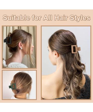 MuForu 4 Pack Small Non Slip Matte Rectangle Hair Clips for Women - Cute Square Jaw Clips Hair Styling Accessories - Multicolor - 2 Inch - Buy Online on GoSupps.com