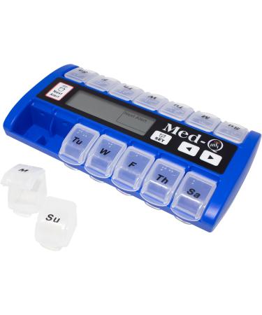 Buy Digital Pill Box Organizer with 2 Beep Reminder & LED Alert - Blue | International Shipping Available - Buy Online on GoSupps.com