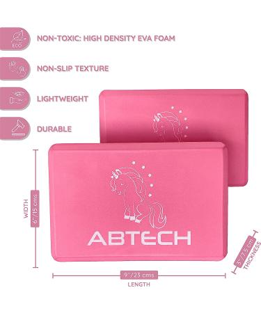 ABTECH Unicorn Yoga Starter Kit for Kids - Includes Yoga Blocks, Ball, Non-Slip Towel, Drawstring Bag - Pink Set for Girls Ages 3-12 - Buy Online on GoSupps.com