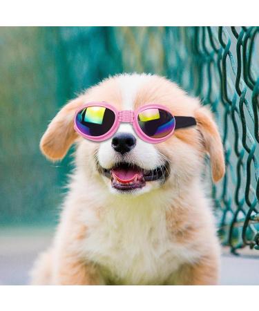 Luckxing Glasses for Dogs | Cat & Dog Barrel Glasses for Medium Dogs | Windproof Soft Eye Protection - Pink - Buy Online on GoSupps.com