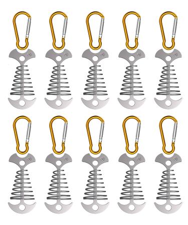 NACETURE Tent Rope Tightener with Clips - Aluminum Deck Tie Down | Cord Adjuster Tensioners | Tents Tensioner Outdoor Camping Accessoriness (Sliver 10 Pack)