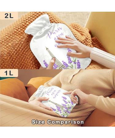 NAANLE Eiffel Tower Hot Water Bottle - Lavender Cover for Pain Relief & Warmth | 1L Transparent Heat Bottle - Buy Online on GoSupps.com