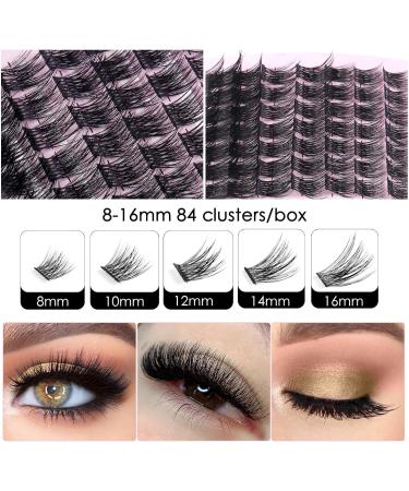 Jsdoin Cluster Lashes 84 Pcs C/D Curl 8-16mm Length DIY Eyelash Extensions - Natural & Mega Styles - Buy Online on GoSupps.com