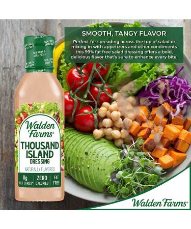 Walden Farms Thousand Island Dressing 12 oz. Bottle - Fresh & Delicious Non-GMO, Sugar-Free, 0g Net Carbs - Smooth & Creamy Salad Topping - 2 Pack - Buy Online on GoSupps.com