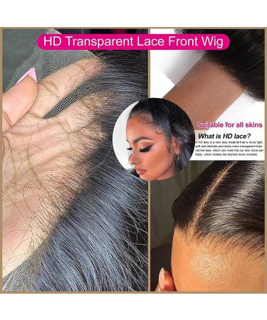 24 Inch Brazilian Virgin Straight Lace Front Wig | 180 Density HD Transparent Lace Frontal | Natural Color Human Hair Wig with Baby Hairline - Women's Glueless Wig - Buy Online on GoSupps.com