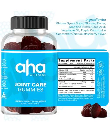 Raspberry Joint Care Gummies - Glucosamine Joint Support Supplement for Men & Women | Non-GMO Vitamin E - 30 Servings - Buy Online on GoSupps.com