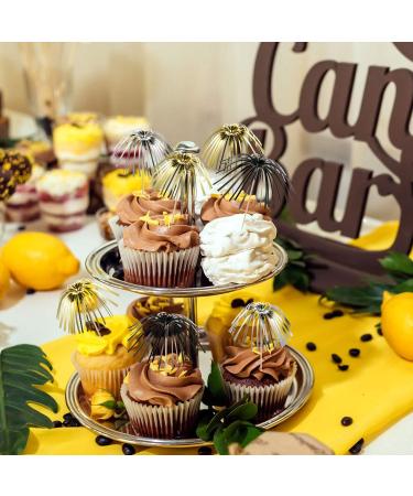 100 Pieces Firework Cupcake Toppers Graduation Foil Frill Toothpicks Holiday Cake Decorations 9 Inch Shape Food Picks for Halloween Party Favors Supplies (Black Gold Silver) - Buy Online on GoSupps.com