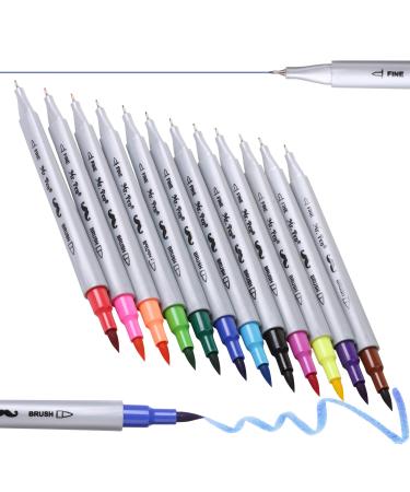 Art-n-Fly Dual Tip Brush Pens Set - 25 Adult Colored Markers for