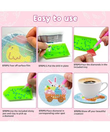 Mczan 8 Pcs Easter Diamond Painting Coasters with Holder - DIY Diamond Art Crafts for Adults & Kids | Diamond Painting Art Kits - Easter Coasters - Buy Online on GoSupps.com